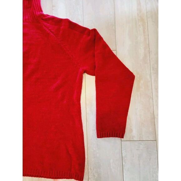 Chico's 3 Red Turtleneck Sweater Long Sleeve Super Soft Bright‎ Red Stretch - Picture 5 of 5